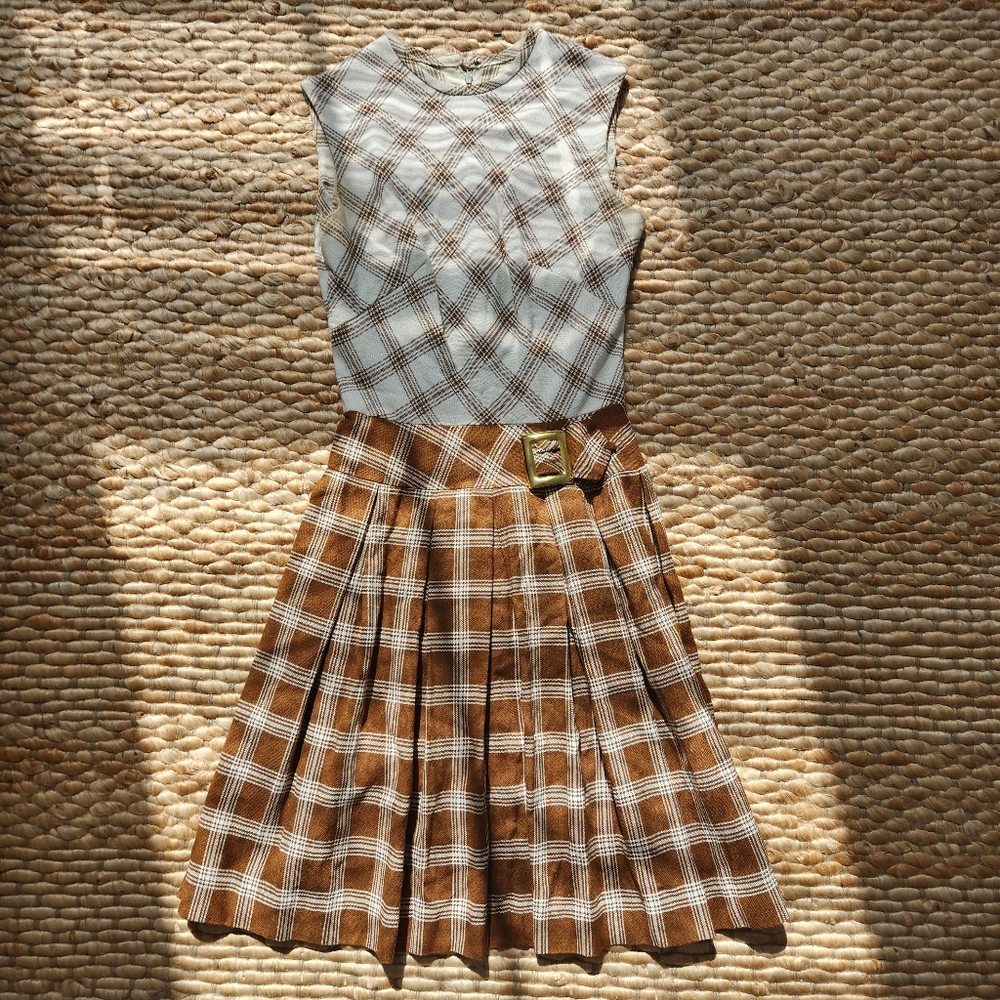 Vintage 1960s Mod Plaid Dress